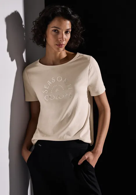 T-Shirt mit Wording smooth sand beige