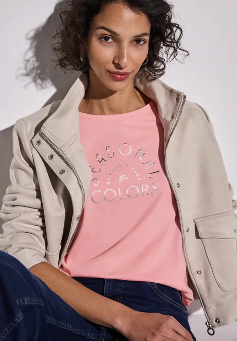 T-Shirt mit Wording blush peach