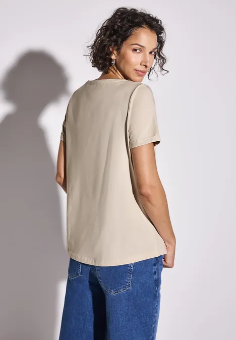 Shirt mit Folien-Wording moonstone sand
