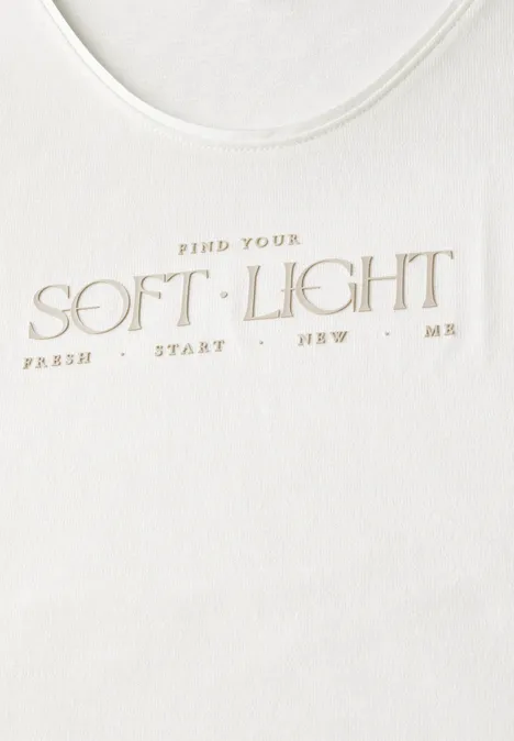 Leinen-Look Wording Shirt off white