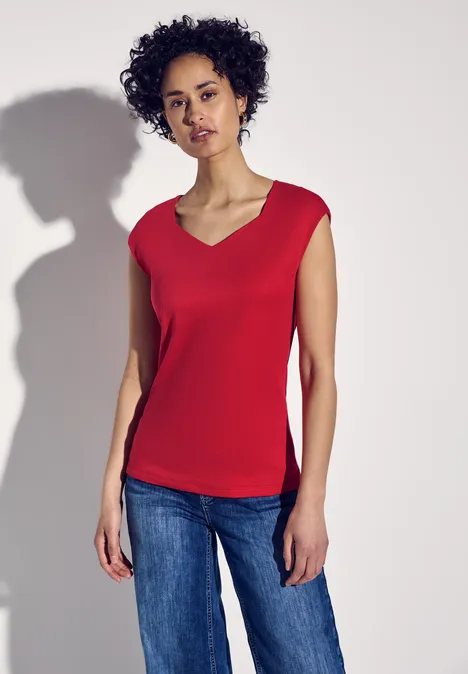 T-shirt à encolure diamant glory red