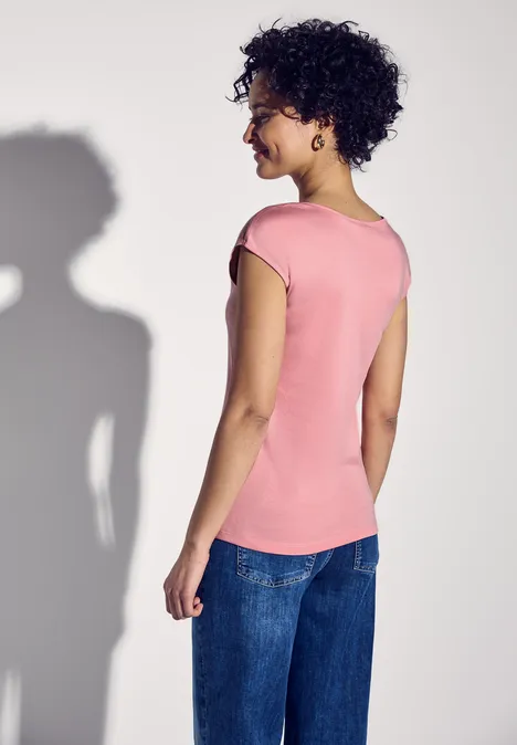 T-shirt à encolure diamant blush peach
