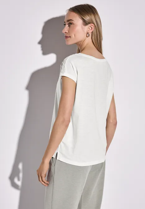 T-shirt avec détail en dentelle off white
