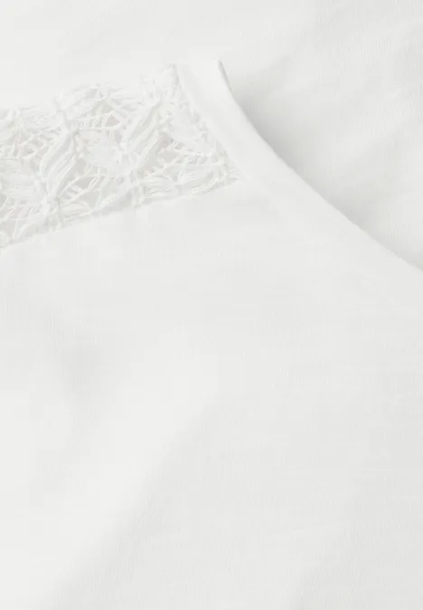 T-shirt avec détail en dentelle off white