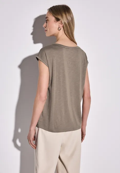 Shirt mit Spitzendetail stone brown