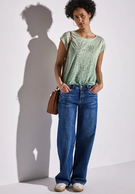 Shirt in Ausbrenner-Optik milky green