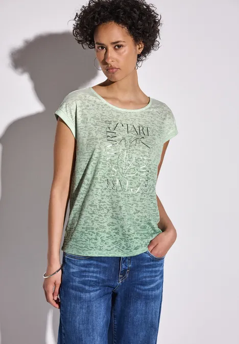 Shirt in Ausbrenner-Optik milky green