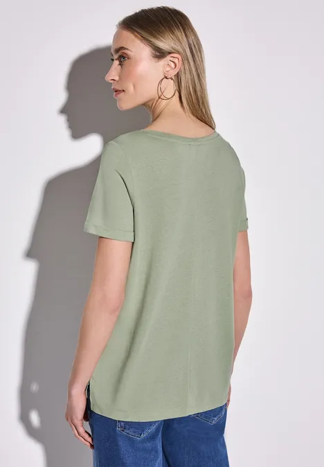 Shirt met print aan de voorkant soft moss green