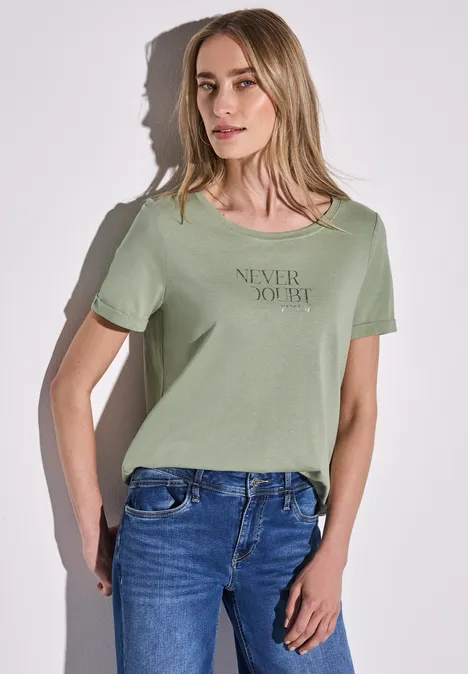 Shirt met print aan de voorkant soft moss green
