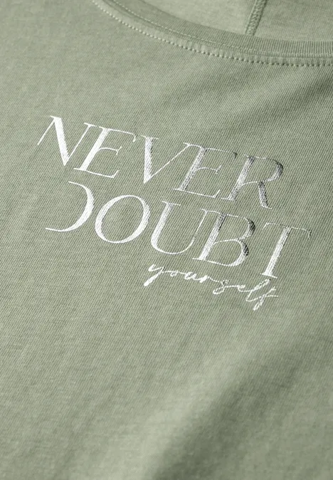 Shirt met print aan de voorkant soft moss green
