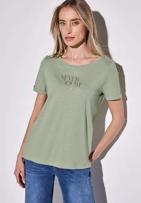 Shirt met print aan de voorkant soft moss green