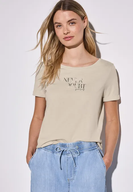 Shirt met print aan de voorkant moonstone sand