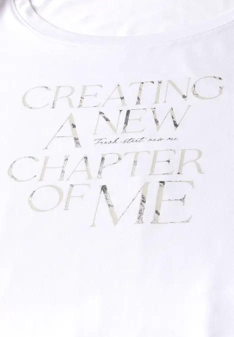 T-Shirt mit Wording Print White