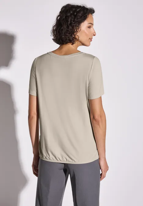 T-Shirt mit Wording Print moonstone sand