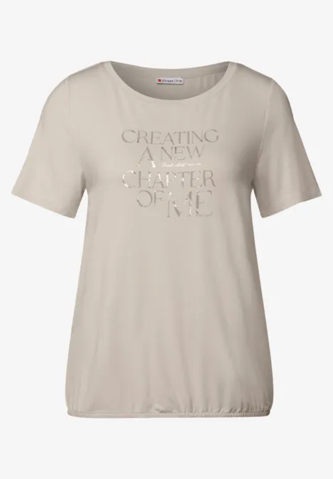 T-Shirt mit Wording Print moonstone sand