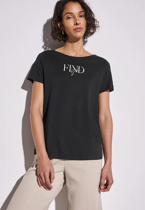 T-Shirt mit Wording Artwork Black