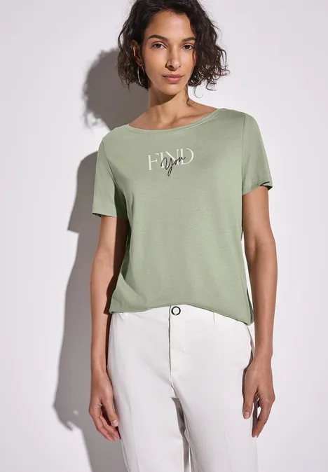 T-shirt avec art du wording soft moss green