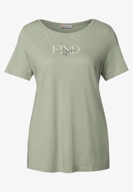T-shirt avec art du wording soft moss green