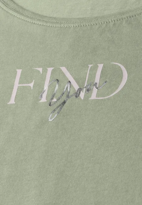 T-shirt avec art du wording soft moss green