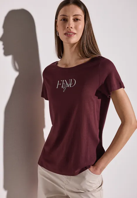 T-Shirt mit Wording Artwork dark cherry red