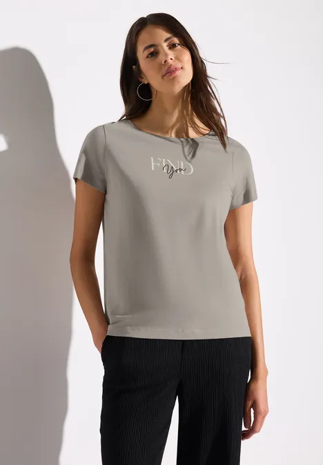 T-Shirt mit Wording Artwork clay taupe