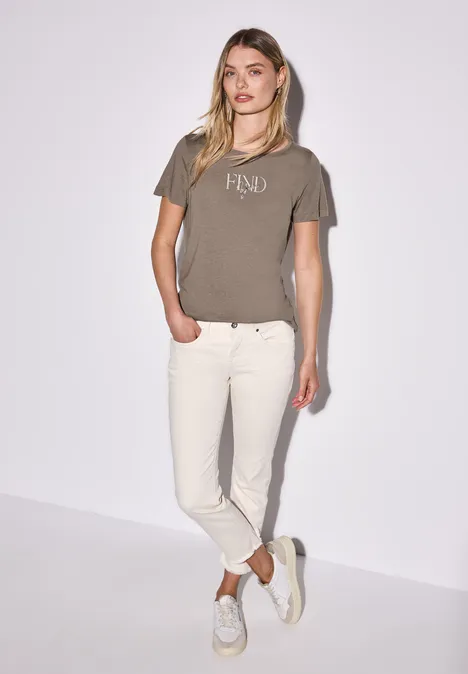 T-Shirt mit Wording Artwork stone brown