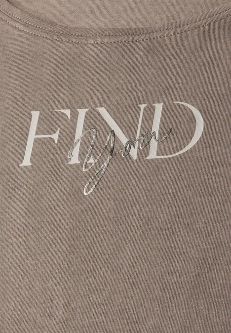T-Shirt mit Wording Artwork stone brown