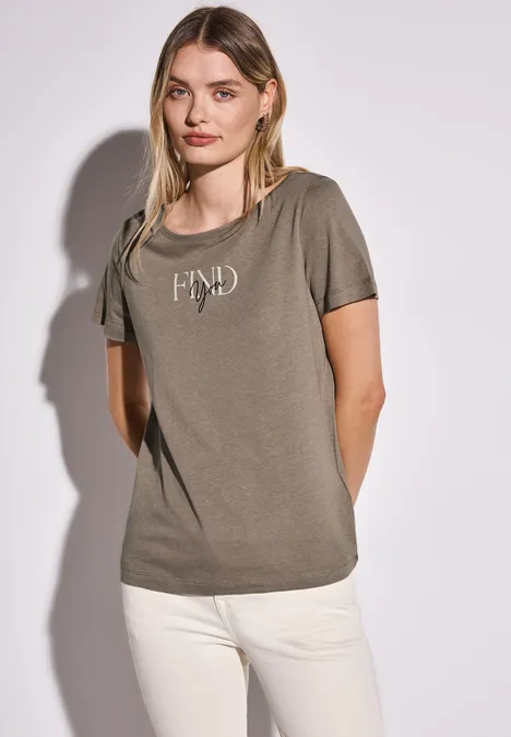 T-Shirt mit Wording Artwork stone brown