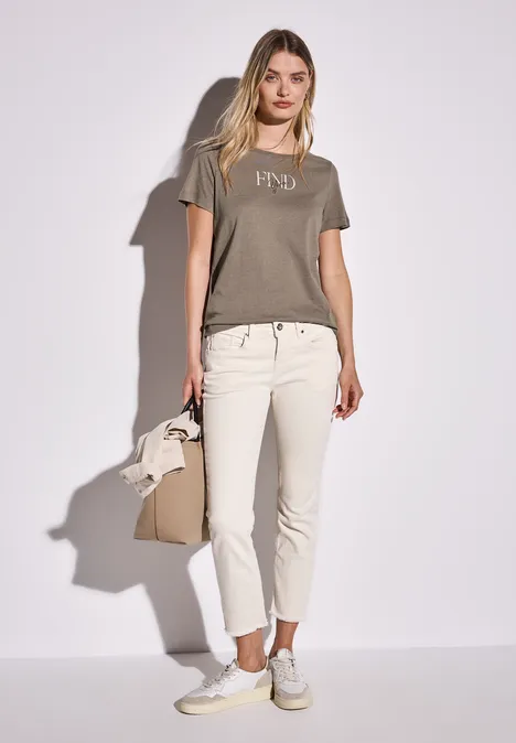 T-Shirt mit Wording Artwork stone brown