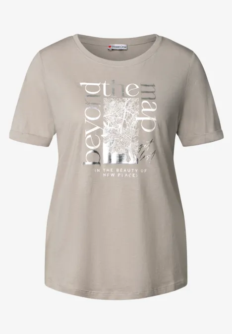 T-Shirt mit Folien-Print clay taupe