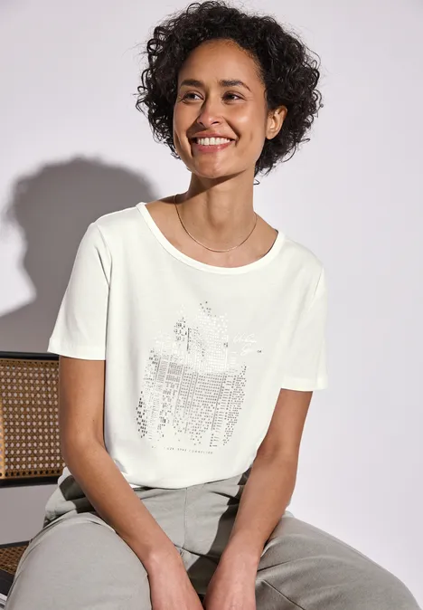 T-Shirt mit Folienprint off white