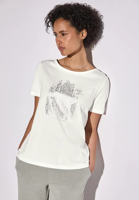 T-Shirt mit Folienprint off white