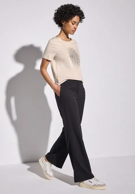 T-Shirt mit Folienprint moonstone sand