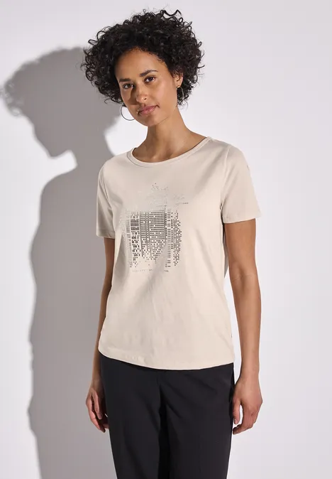 T-Shirt mit Folienprint moonstone sand