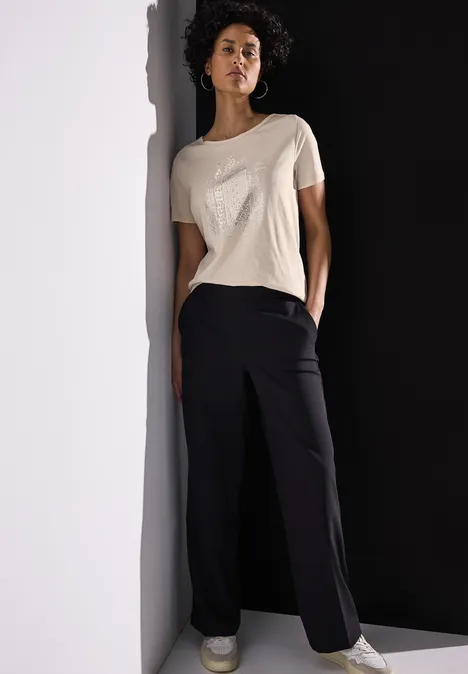 T-Shirt mit Folienprint moonstone sand