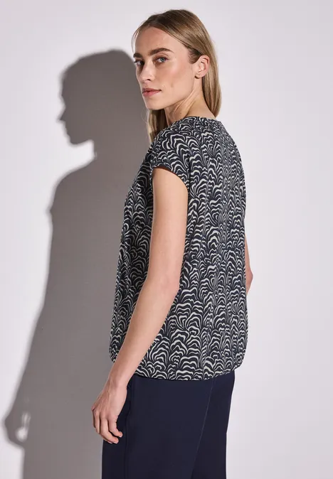 Jersey-Shirt im Blusen-Look deep blue