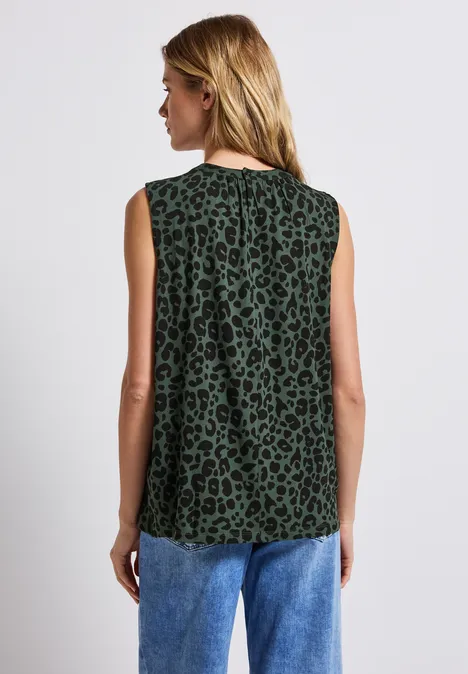 Top en jersey avec motif léopard mid green