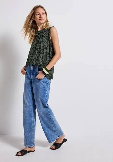 Top en jersey avec motif léopard mid green