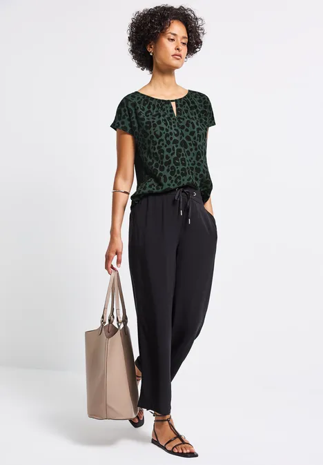 Print-Shirt mit Cut-Out mid green