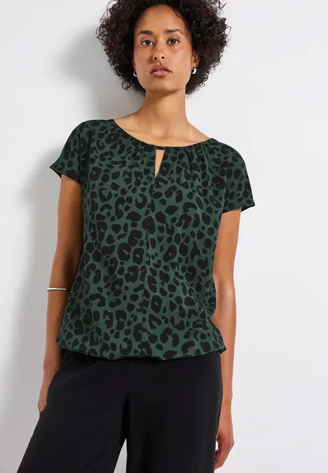 Print-Shirt mit Cut-Out mid green