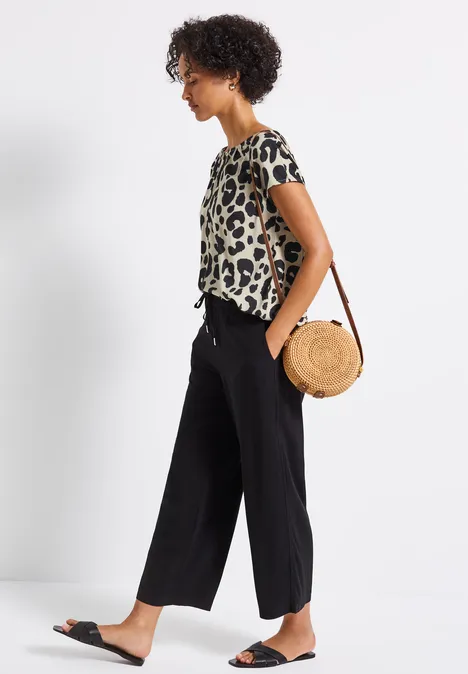 Print-Shirt mit Cut-Out coastal beige