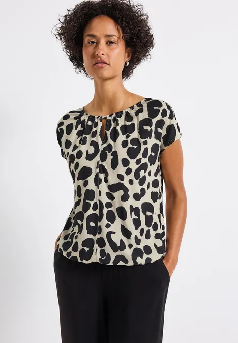 Print-Shirt mit Cut-Out coastal beige