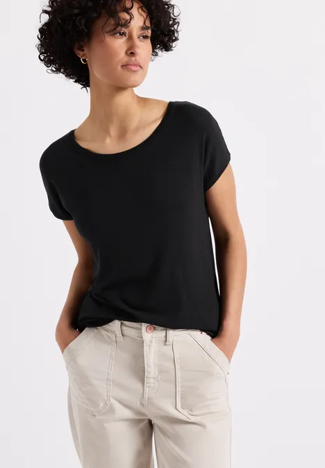 Strick-Look Shirt Black