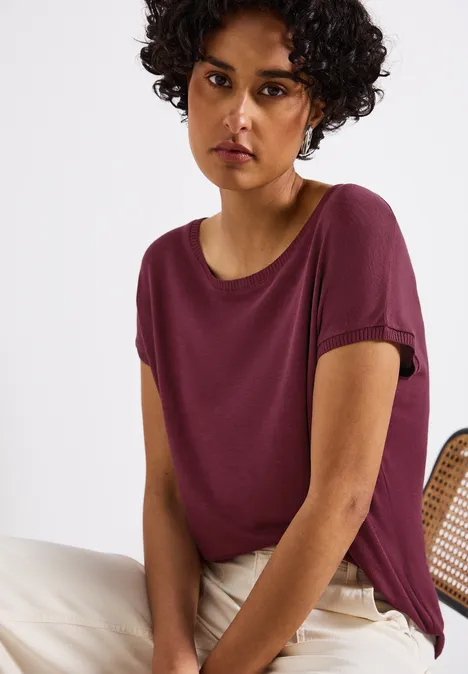 Strick-Look Shirt dark cherry red