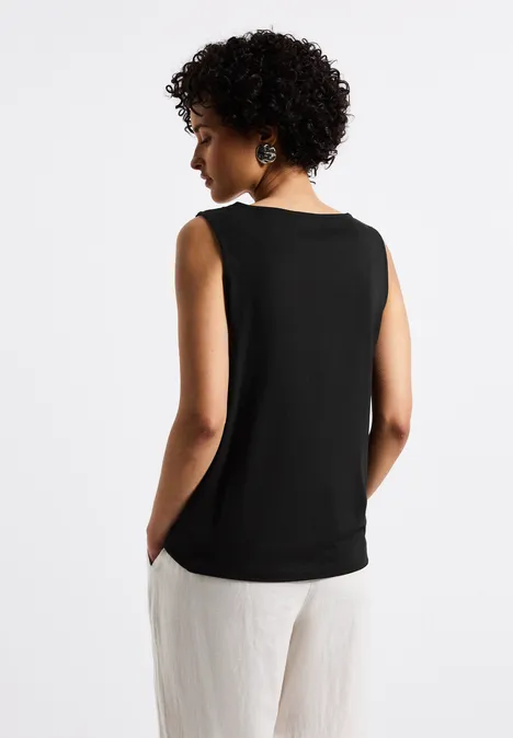 Top mit Zierstickerei Black