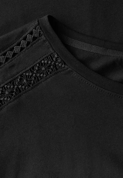 T-Shirt mit Häkeldetails Black
