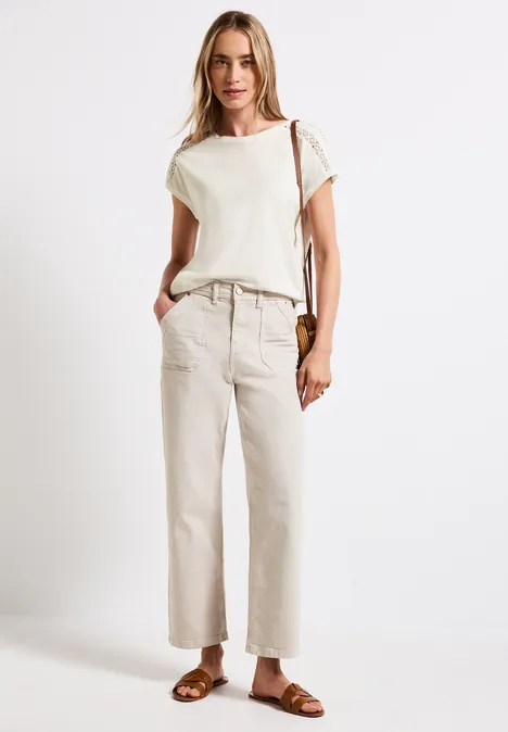 T-shirt avec détails au crochet off white