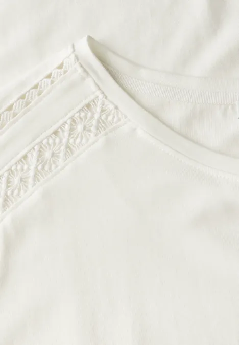 T-shirt avec détails au crochet off white