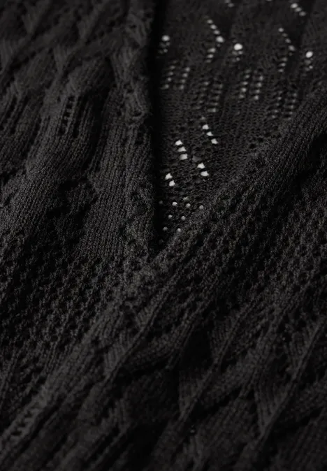 Offene Ajour-Look Jacke Black