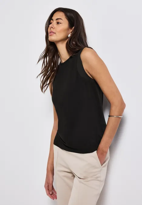 Top mit Chiffondetails Black